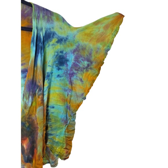 Dharma Trading Co Tie Dye Kimono Cardigan Open Front Ruffle Sleeve 2XL Indonesia - Picture 5 of 7